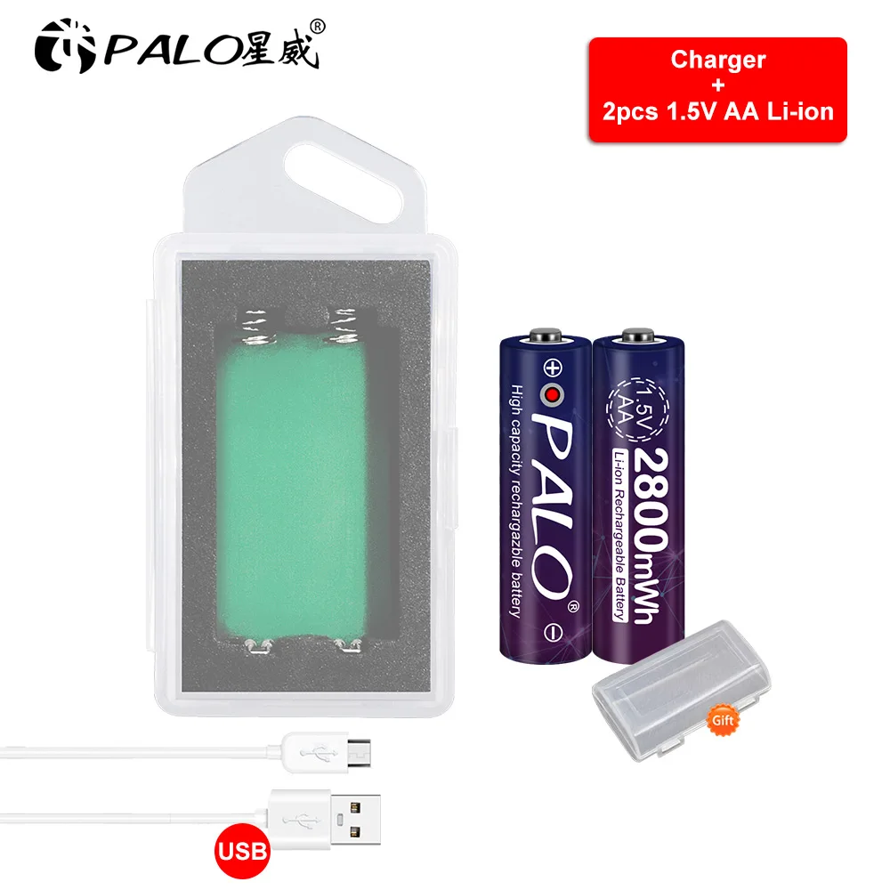 PALO AA Батарея Li-Ion 1 5 V перезаряжаемый аккумулятор для дистанционного Управление