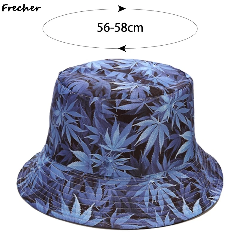 Женская двухсторонняя Рыбацкая шляпа с принтом кленовых листьев хлопковая