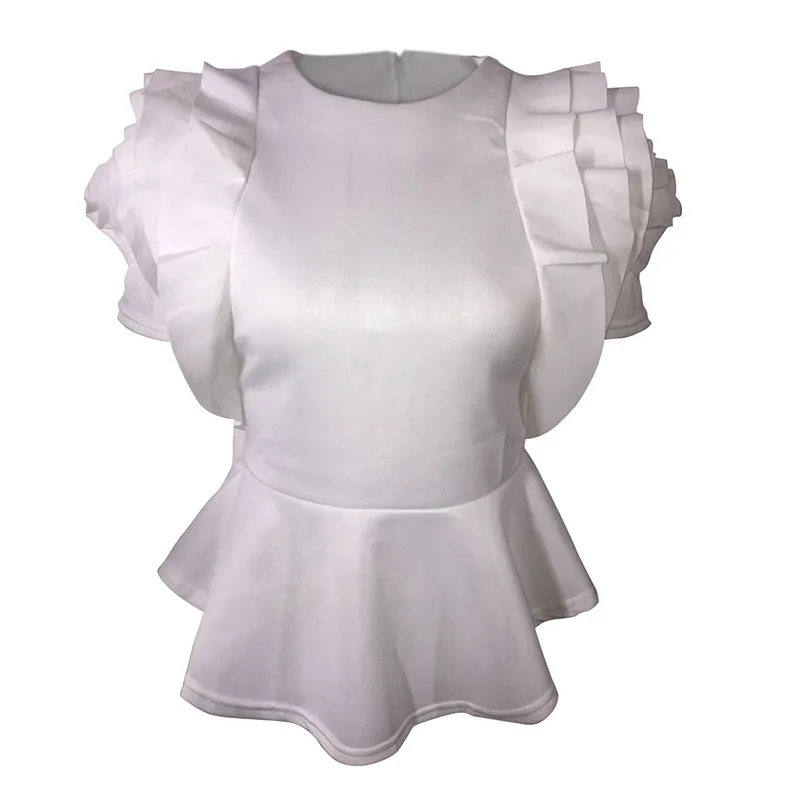 Женская блузка с оборками на рукавах Элегантные корейские модные асимметричные
