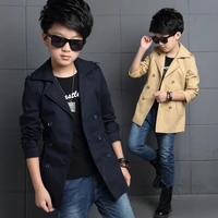 boys kids double breasted belted trench coats slim jacket windbreaker boys classic trench coats khaki color jackets size 4 13