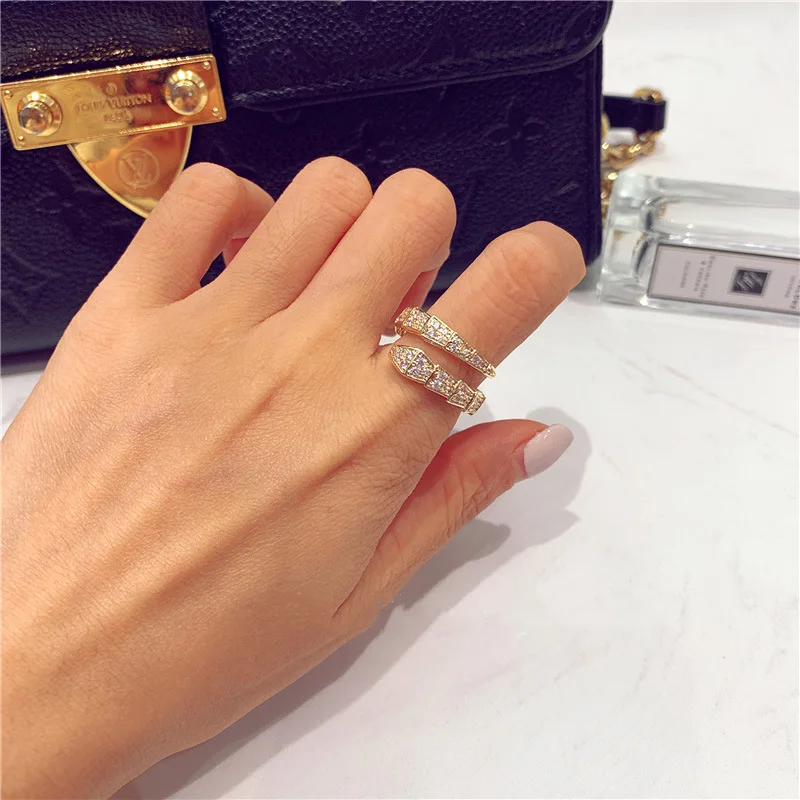 

Rings for Women Snake Ring Female Fashion Ins Open Ring Trendy Fashion Full Diamond Index Finger Ring Jewelry 2021 Jewelry