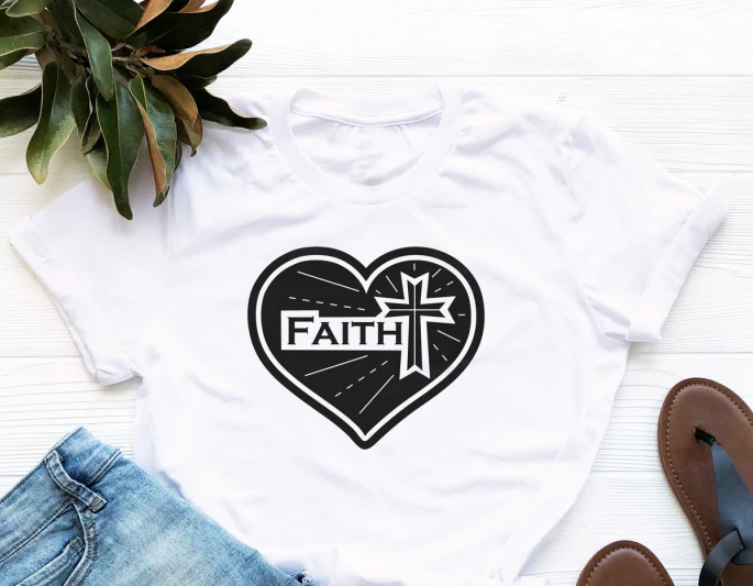 

Faith graphic women fashion heart funny women fashion t shirt religion Christian Bible baptism pure cotton tee quote Jesus tops