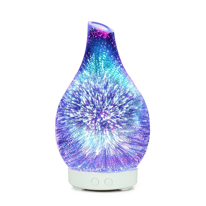 

3D Firework Glass Vase Shape Air Humidifier with LED Night Light Aroma Essential Oil Diffuser Mist Maker Ultrasonic Humidifier