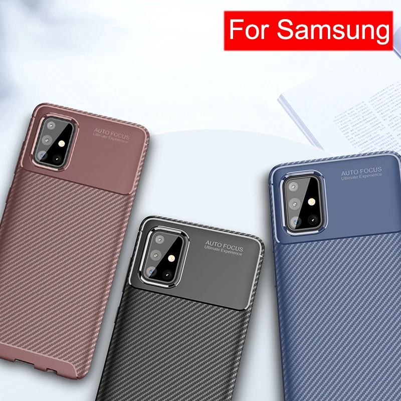 Carbon Fiber Texture Brushed Case for Samsung Galaxy A51 A71 S11 Plus S11e Silicone Shockproof Phone Cover | Мобильные телефоны и