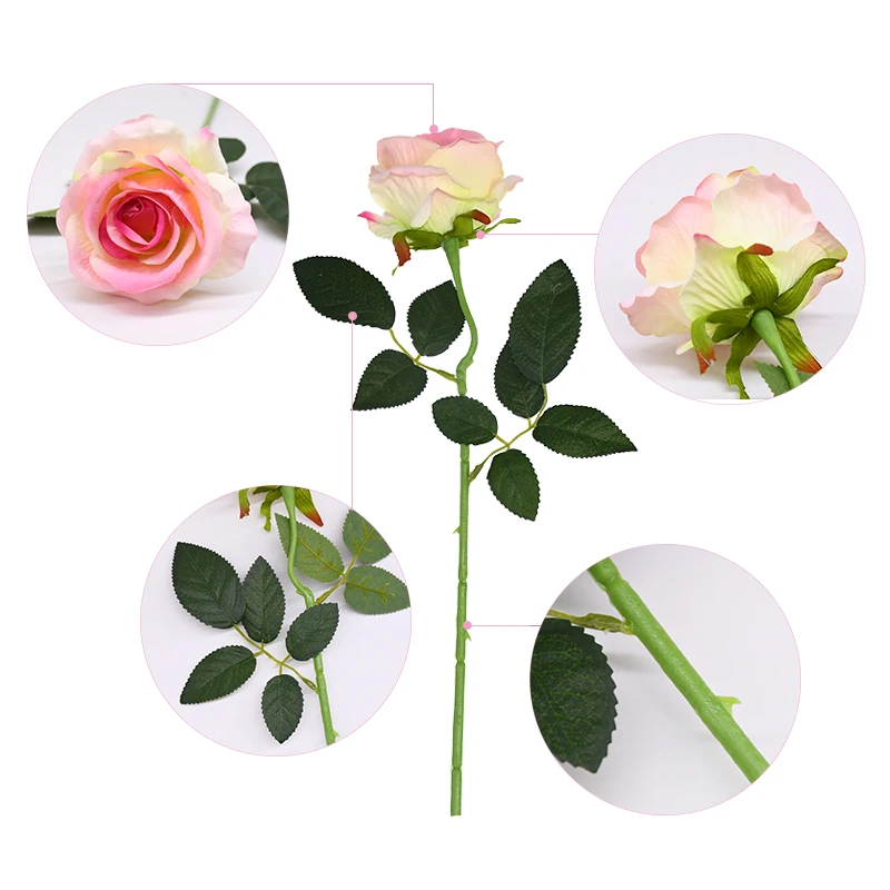 

10pcs 51cm Artificial Rose Flower Branch Pink Roses Artificial Flowers for Wedding Decoration Valentines Gift Home Table Decor