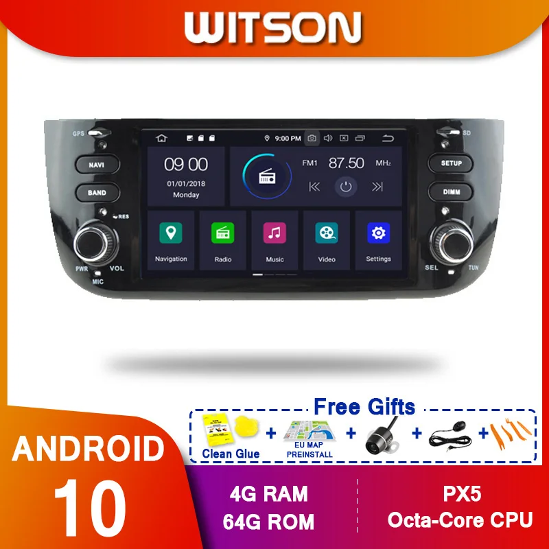WITSON Android10 Octa core PX5 CAR DVD player For FIAT PUNTO LINEA 2009 2012-20154GB RAM 64GB ROM GPS NAVIGATION | Автомобили и