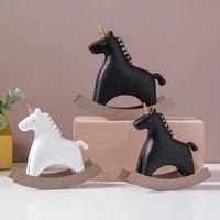 nordic minimalist style figurines miniatures resin unicorn rocking horse trojan wedding ornament creative swing trojan resin