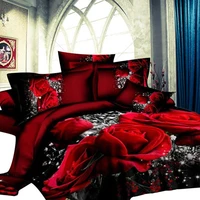 4pcsset 3d red rose bedding sets for wedding 200x230cm polyester cover sheet pillow cases bed sheets gift for friends
