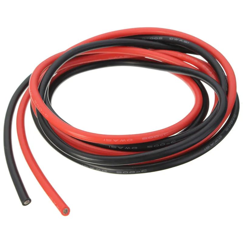 3 метра черный/красный два провода 12 AWG 10 футов Калибр силиконовый провод гибкий