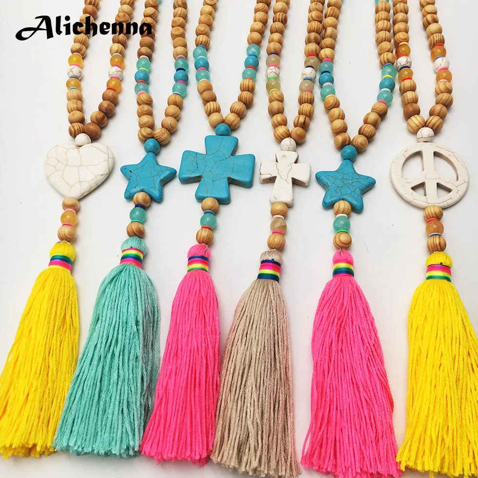 Женское винтажное ожерелье ручной работы длинное из натурального камня с