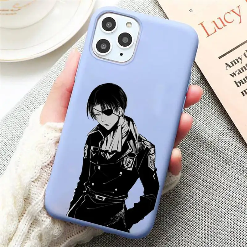 

hot Attack on Titan anime Phone Case Candy Color Blue for iPhone 11 12 pro XS MAX 8 7 6 6S Plus X 5S SE 2020 XR