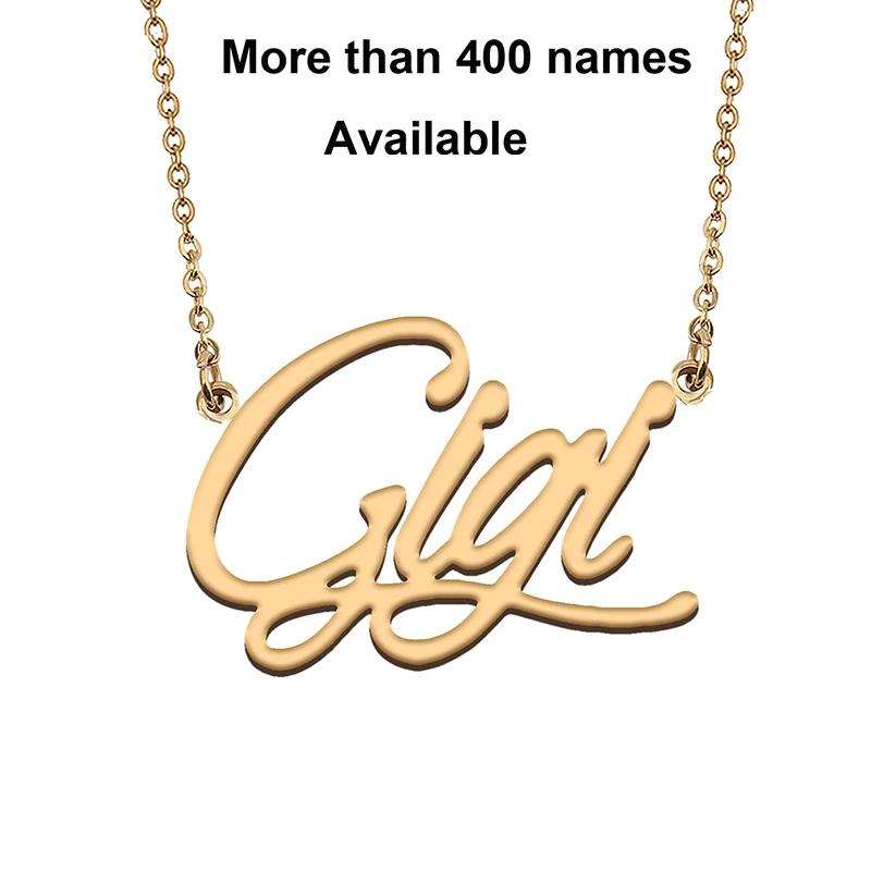 

Cursive Initial Letters Name Necklace for Gigi Birthday Party Christmas New Year Graduation Wedding Valentine Day Gift