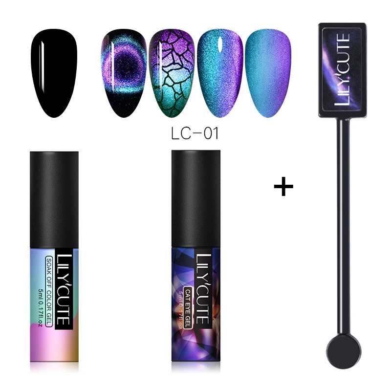 3pcs 1 LILYCUTE 9D Auroras ногтей Гель-лак «кошачий глаз» Гель-лак для использования с магнитом звездное небо замочить от УФ Магнитный Гель-лак для ногтей 5 мл - Цвет: 3pcs 1