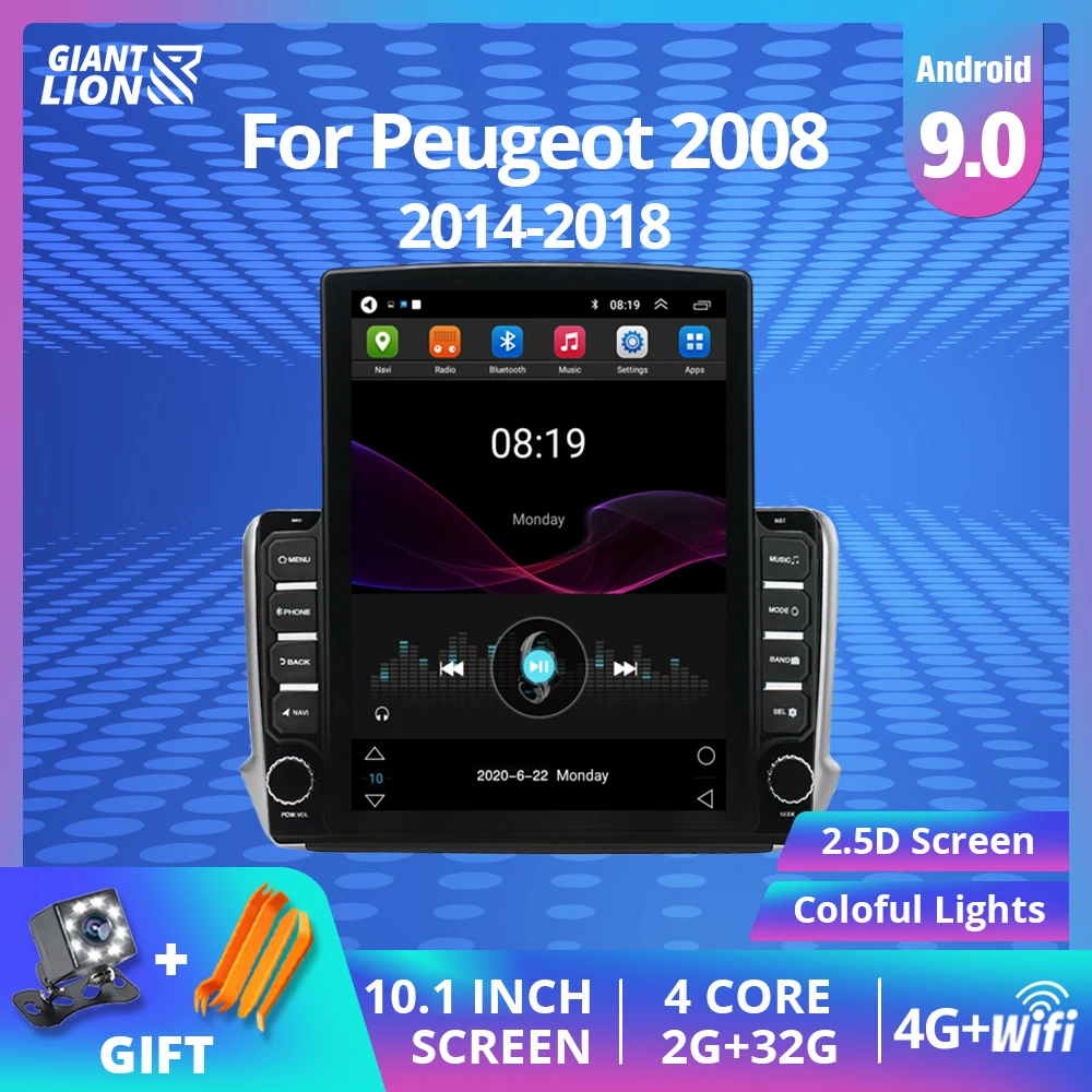 2 Din Android 9 0 Ips автомобильное радио для Peugeot 2008 2014-2018 Автомобильный мультимедийный