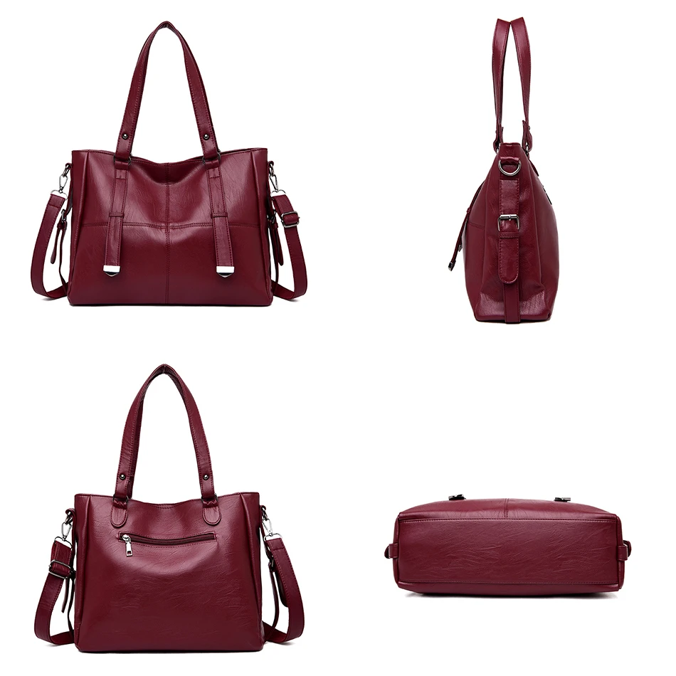 Вместительная Повседневная сумка Высококачественная кожаная через плечо