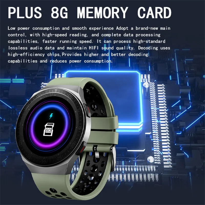 2021 new bluetooth call smart watch men 8g memory card music player smartwatch for android ios phone waterproof fitness tracker free global shipping
