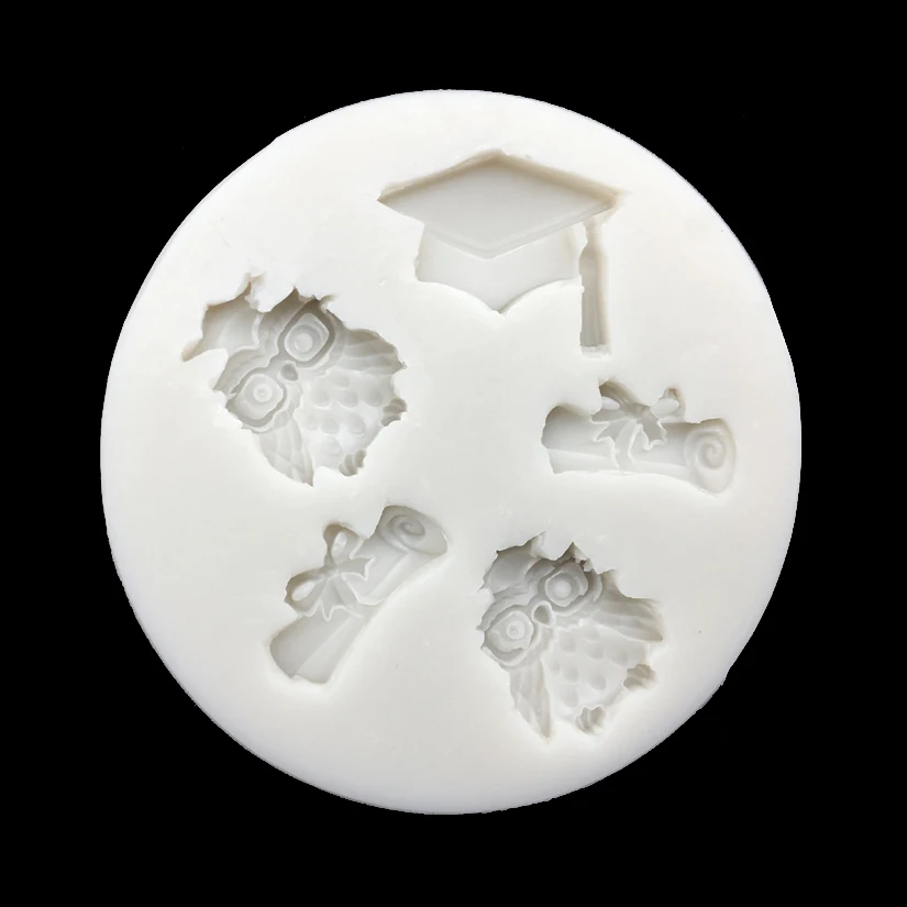 

Wholesale 10 pcs/lot Graduation Thesis Owl Doctorial Silicone Sugarcraft Mold Fondant Cake Decorating Tools Cupcake Baking Mold