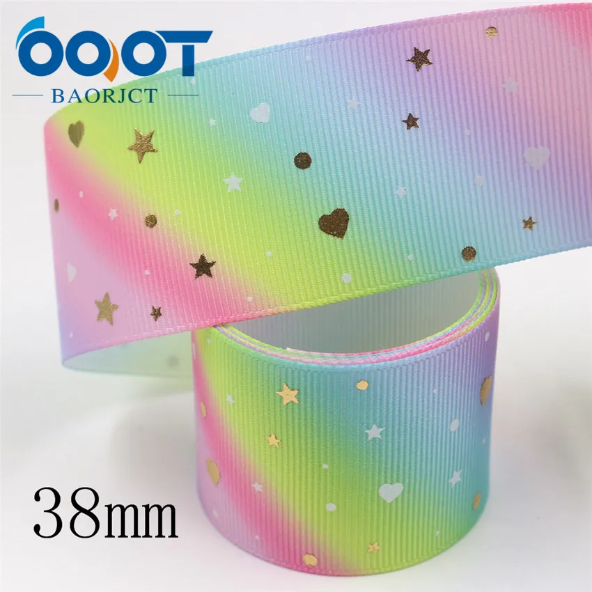 I-19916-2173 OOOT BAORJCT I-19916-2172, 38 мм, 5 ярдов Новые Флуоресцентные красочные печатные корсажные ленты, DIY головной убор ручной работы подарочная упаковка - Цвет: I-19916-2173