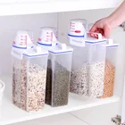 Кухонные прозрачные Герметичные банки для хранения пищевых продуктов, пластиковые с крышкой, измерительные чашки, портативные контейнеры для хранения риса 2L
