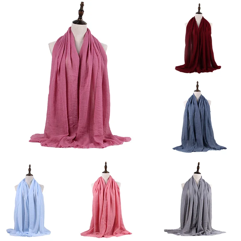 

Cotton and Linen Women Hijabs Ladies Simple Solid Long Shawl Head Scarf Female Daily Wrap Hijab Plain Muslim Fashion Headscarf