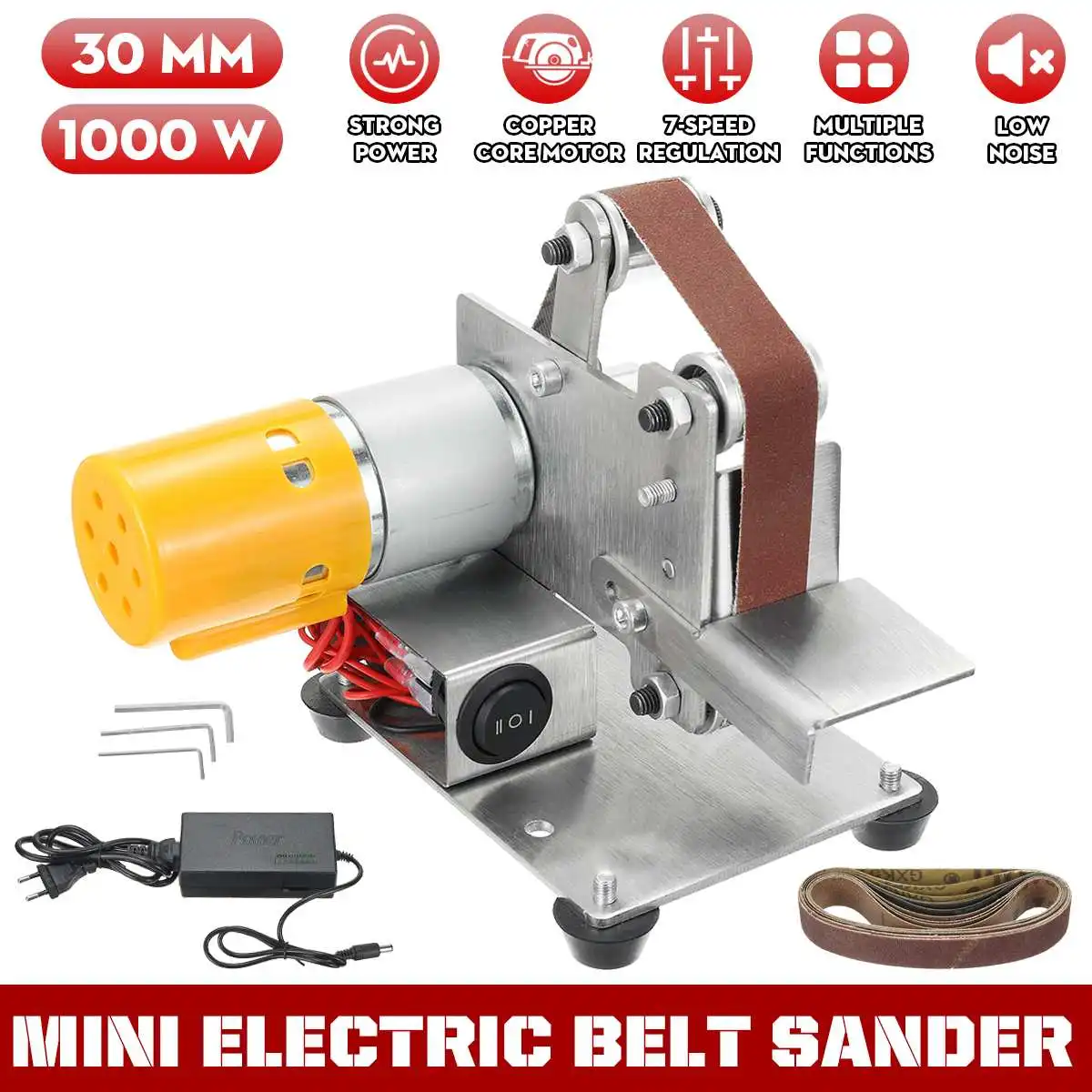 

110V/220V Multifunctional Grinder Mini Electric Belt Sander DIY Polishing Grinding Machine Cutter Edges Sharpener 10PCS Belts