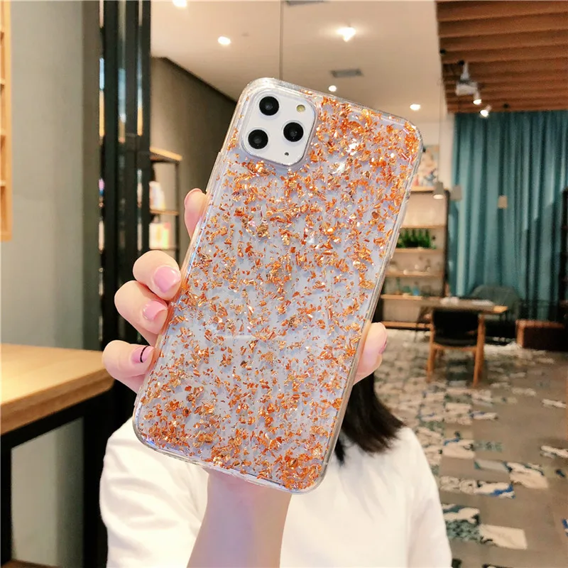 Lovebay Блестящий Золотой фольгированный чехол для телефона iPhone 11 Pro Max 7 8 Plus X XS