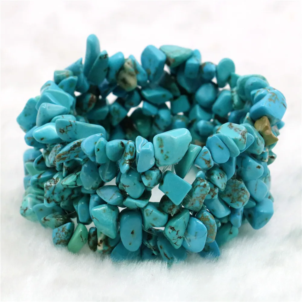Модный Ретро браслет около 5x7 мм голубой бирюзовый гравий неправильной формы