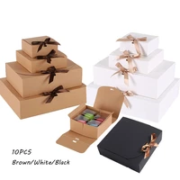 10pcs diy kraft paper gift packaging box christmas halloween candy chocolate boxes mooncake case wedding event party favor decor