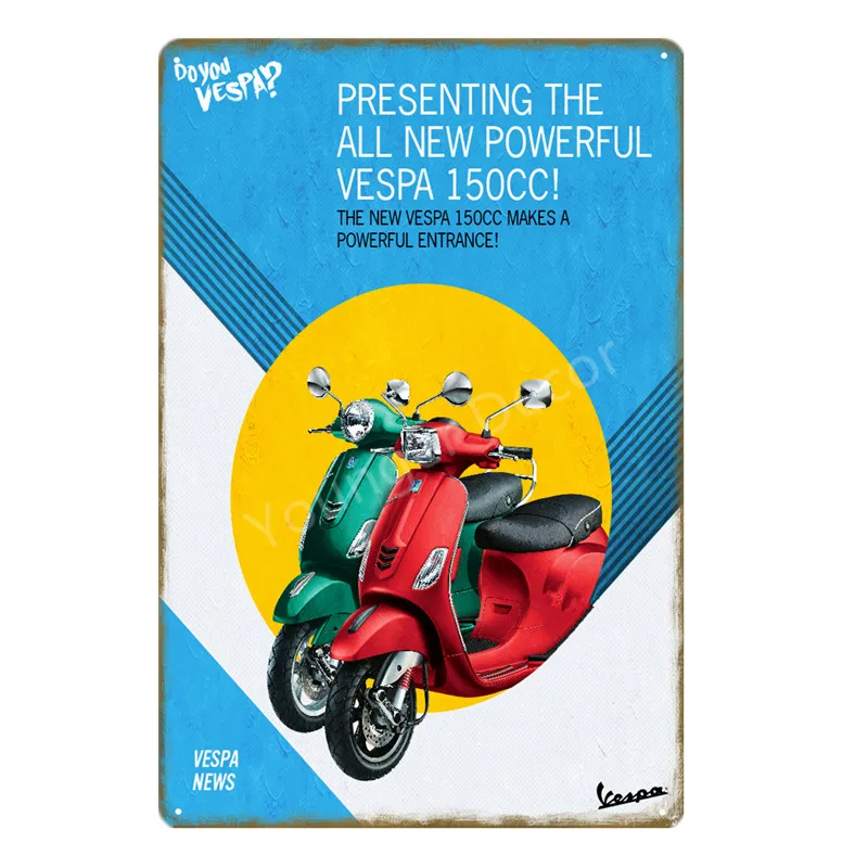 YD0333F Классический велосипед мотоцикл Vespa Lambretta знаки уведомления мВ парковка только винтажный металлический постер для паба бар клуб Гараж Декор стен - Цвет: YD0333F