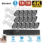 Комплект видеонаблюдения 4K H.265 16 каналов 8 Мп HD POE NVR, наружная водонепроницаемая IP-камера с аудио и ии, комплект видеонаблюдения P2P, жесткий диск 4 ТБ