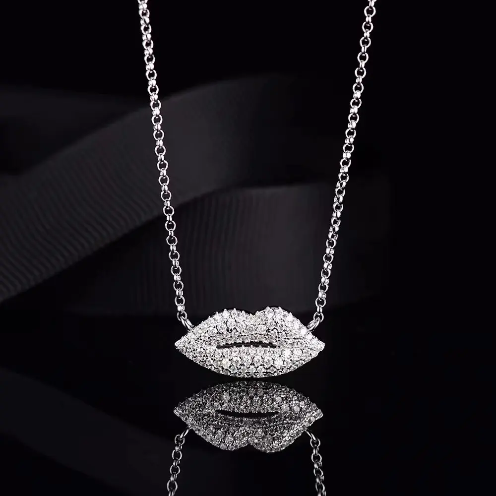 Женская мода ювелирные изделия микро-кристалл белый губы ожерелье с кулоном