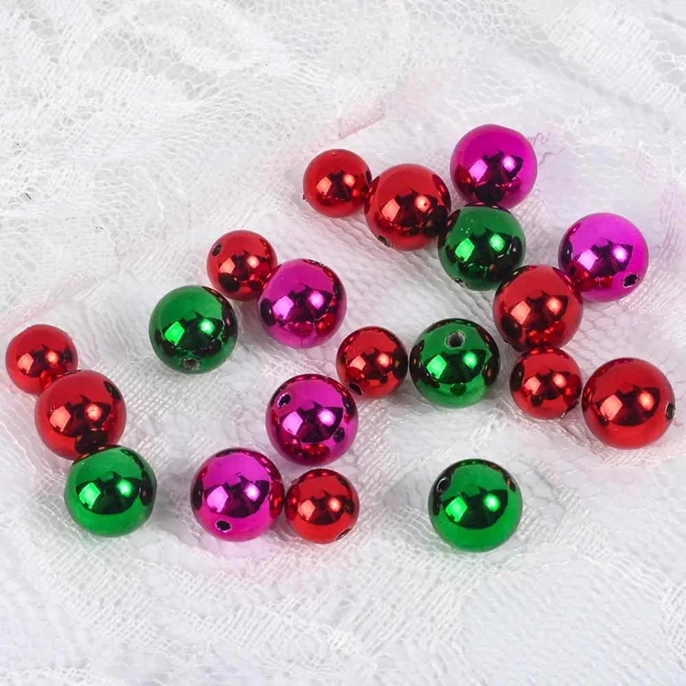 

Круглые пластиковые бусины с отверстиями, 30-50 шт./лот, 8 мм, 10 мм, для изготовления ювелирных изделий своими руками, Рождественские Подвески р...