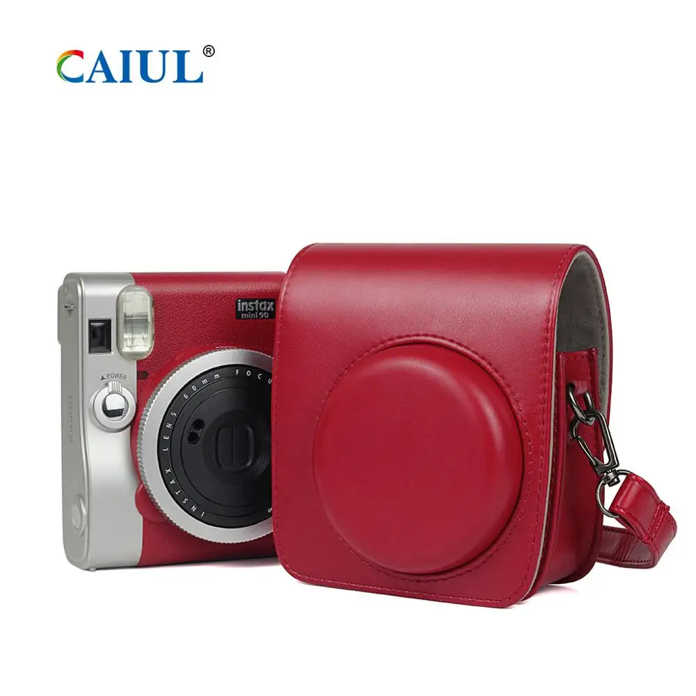 Чехол CAIUL из искусственной кожи для камеры Дорожный Fujifilm Instax Mini 90 с регулируемым