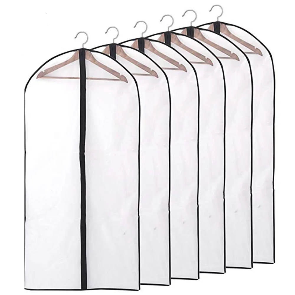 

6pcs/set Transparent Clothing Covers Garment Suit Dress Jacket Clothes Coat Dustproof Cover Protector Travel Bag Dust Cover
