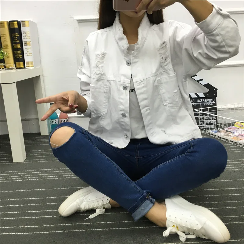 Куртка джинсовая женская в стиле Харадзюку повседневная верхняя одежда из