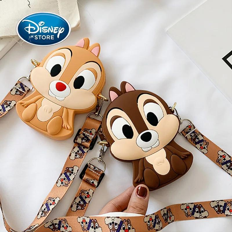 

Милый мини-кошелек для монет Disney, женская сумка для монет из искусственной резины, Детская сумка-мессенджер через плечо, сумка для хранения