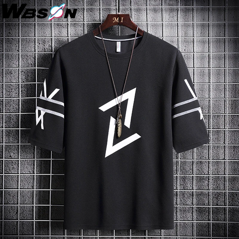 Футболка Wbson мужская с рукавом до локтя модная тенниска принтом в стиле Харадзюку