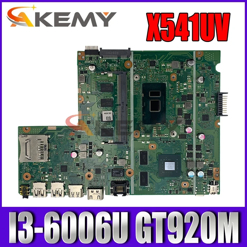

Akemy X541UV Laptop motherboard for ASUS VivoBook A541UV X541U original mainboard 4GB-RAM I3-6006U GT920M (Pin interface))