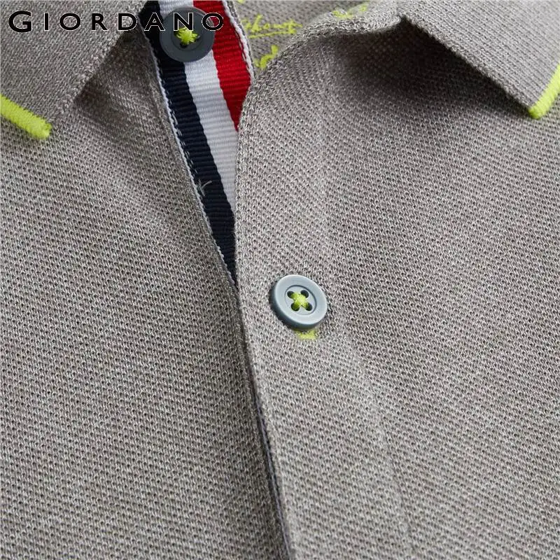 Мужская рубашка поло с коротким рукавом Giordano контрастная отложным воротником и