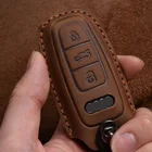 Чехол для автомобильного ключа из натуральной кожи, чехол для Audi A3 A4 B9 A6 C8 A7 S7 4K A8 D5 S8 Q7 Q8 SQ8 E-tron 2018 2019 2020 2021, аксессуары