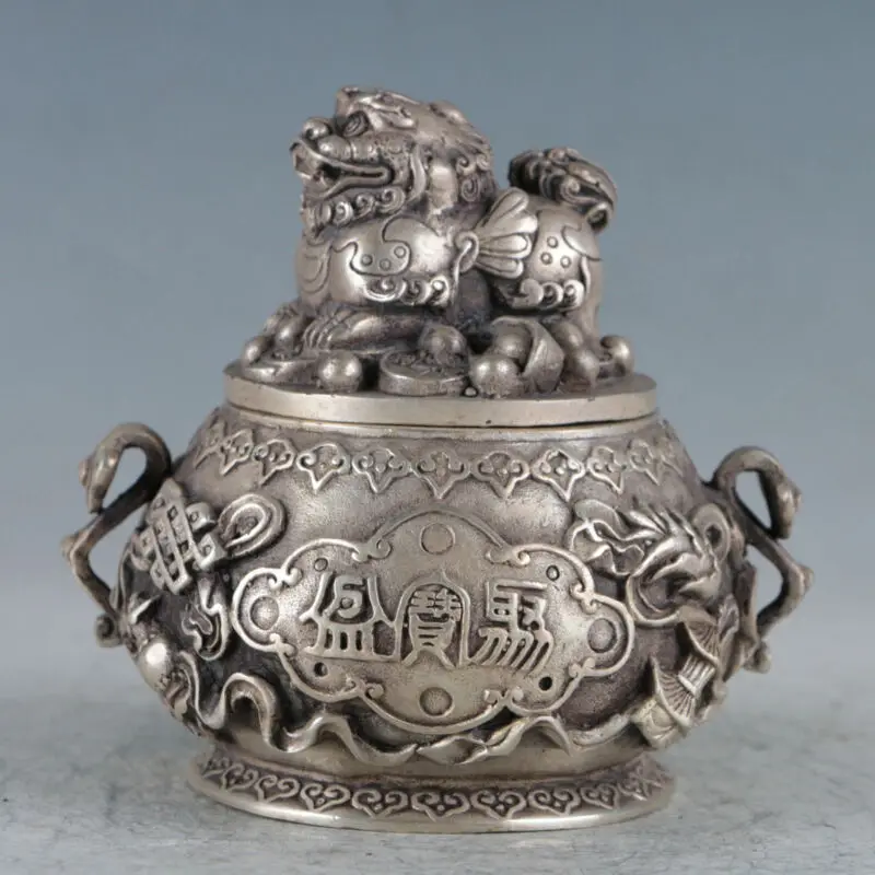 

Chinese Silvering Copper Brave Troop Incense Burner Made .