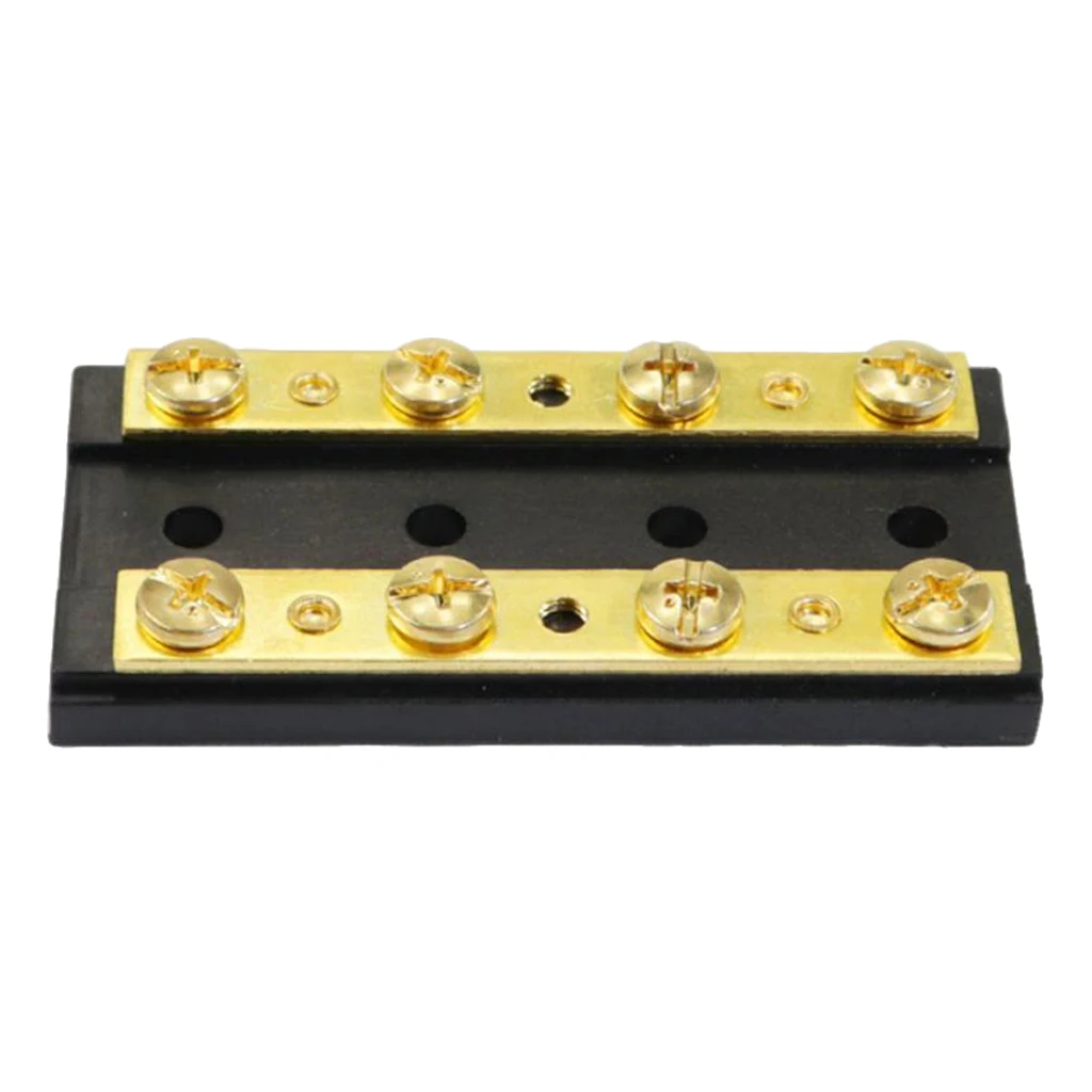 

32V 4 Gang 8 Way Electric Terminal Bus Bar for Power and Ground Distribution - 8 Brass Screws