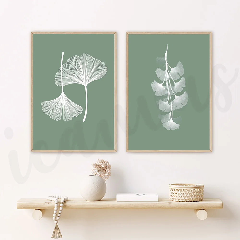 

Nordic White Line Ginkgo Wall Art Plant Canvas Painting Print Botanical Scandinavian Decor Picture Artwork Home Decor