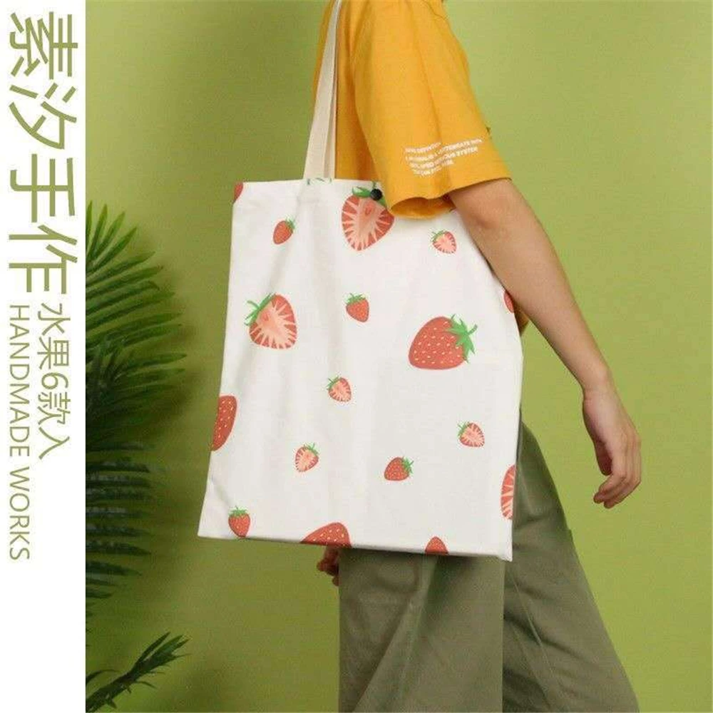 

1PC Women's Korean Student Portable Cotton Shopping Bag Japanese Art Shopping Single Shoulder Canvas Bag