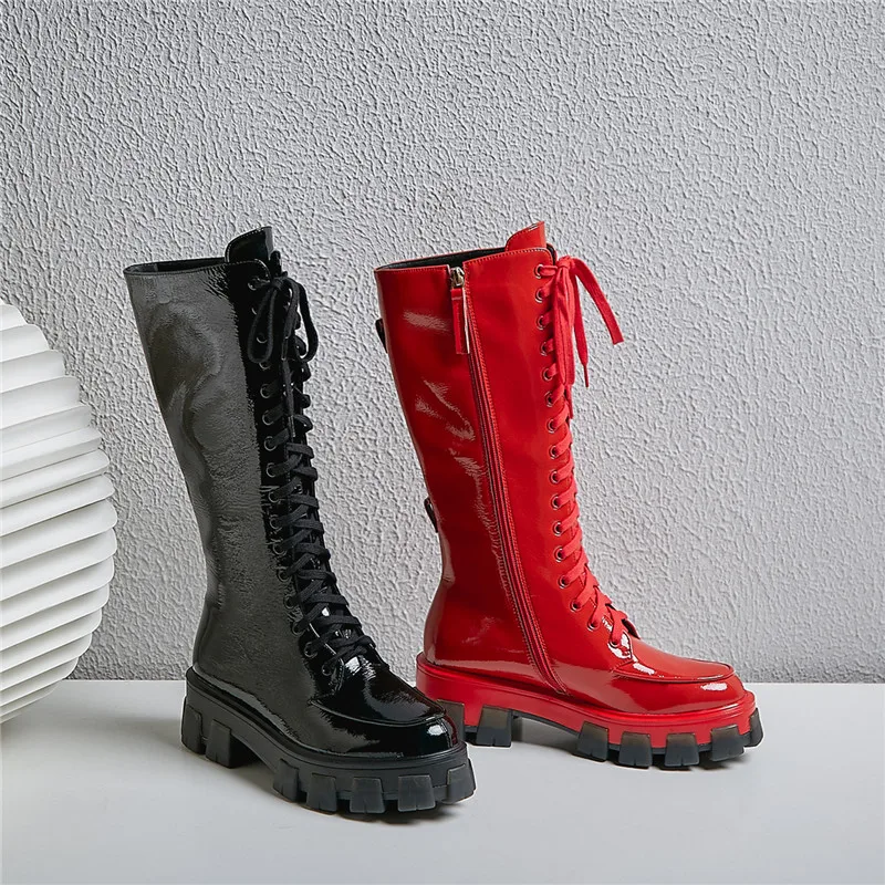 Ботинки мотоциклетные на толстой плоской платформе повседневные однотонные