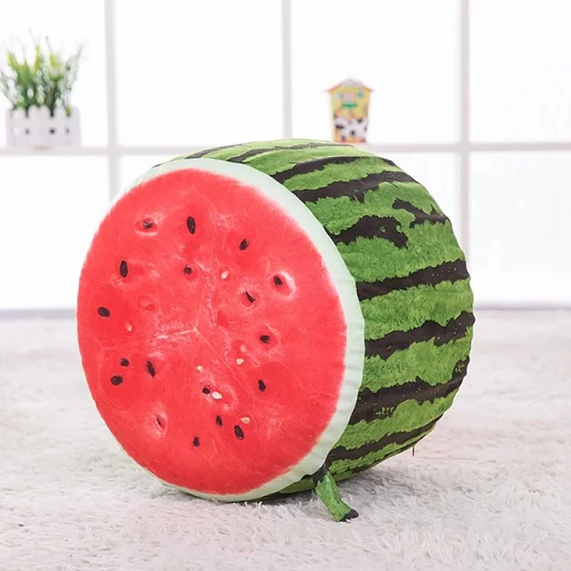 

1pcs 30*36cm inflatable fruit seat soft washable plush cover simulation watermelon children seat Xmas gift