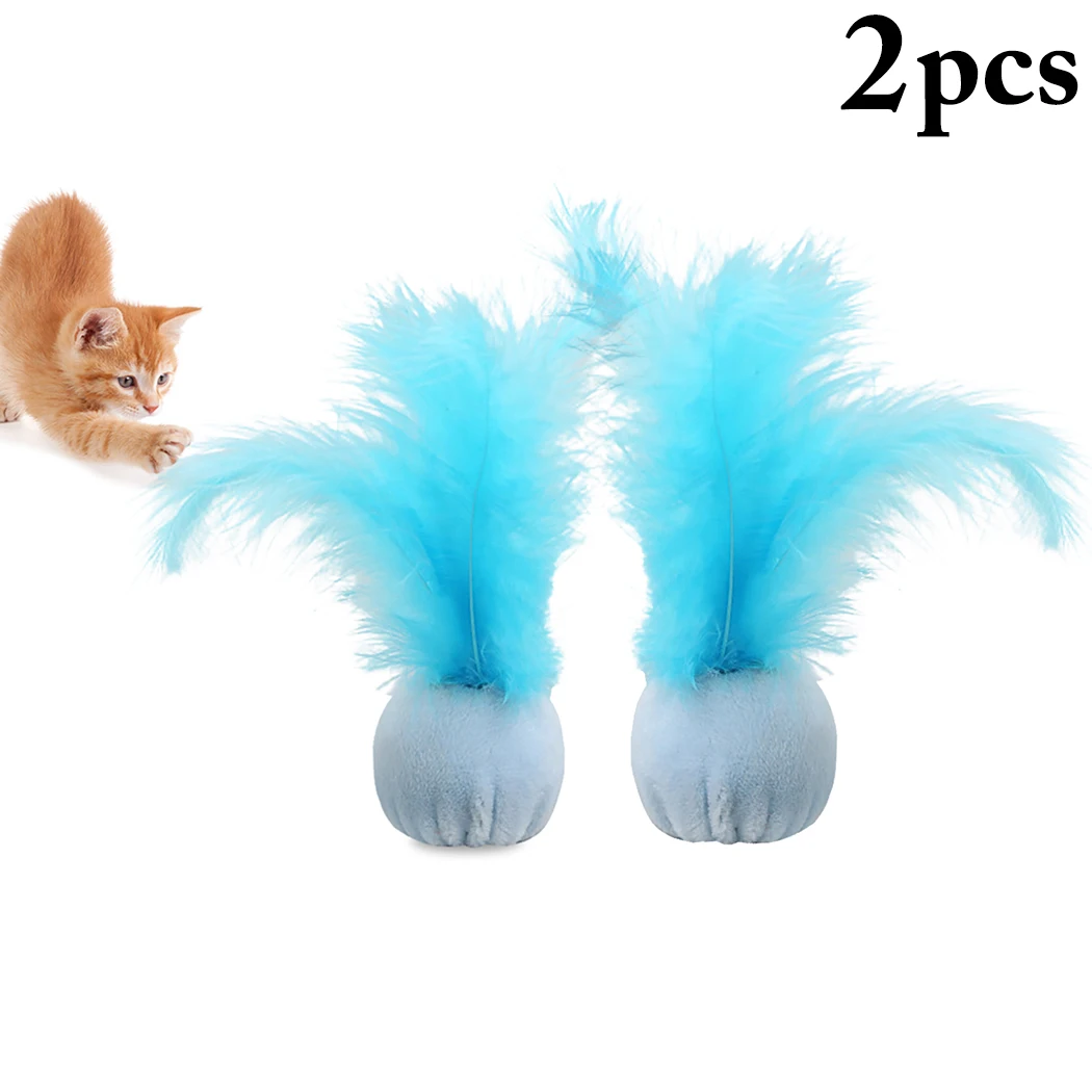 

2PCS Pet Cat Toy Ball Cute Plush Feather Cat Toy Cat Chew Toy Cat Interactive Toy Pet Cat Teaser Toys Cat Catcher Teaser