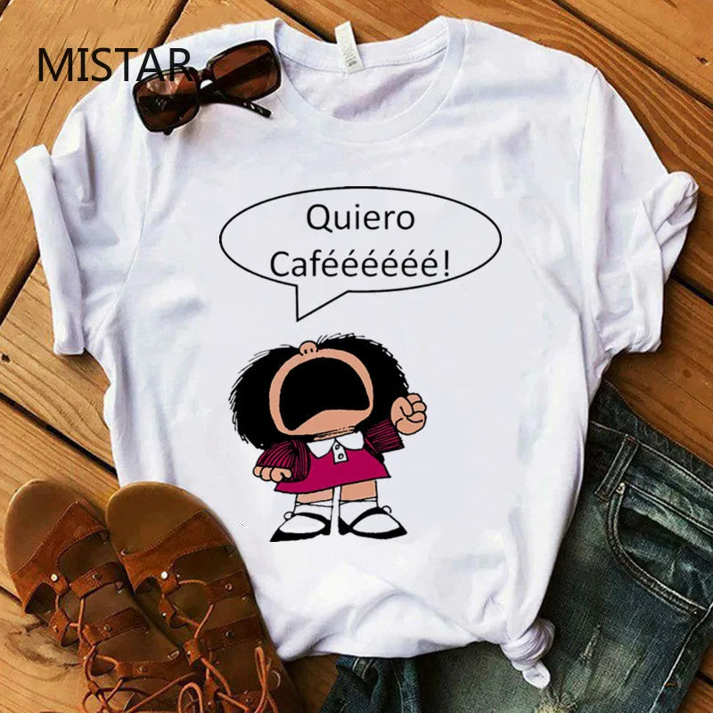 

Kawaii Mafalda Printed cute cartoon t shirt women casual white tops Vogue t-shirt short sleeve graphic tees women clothes