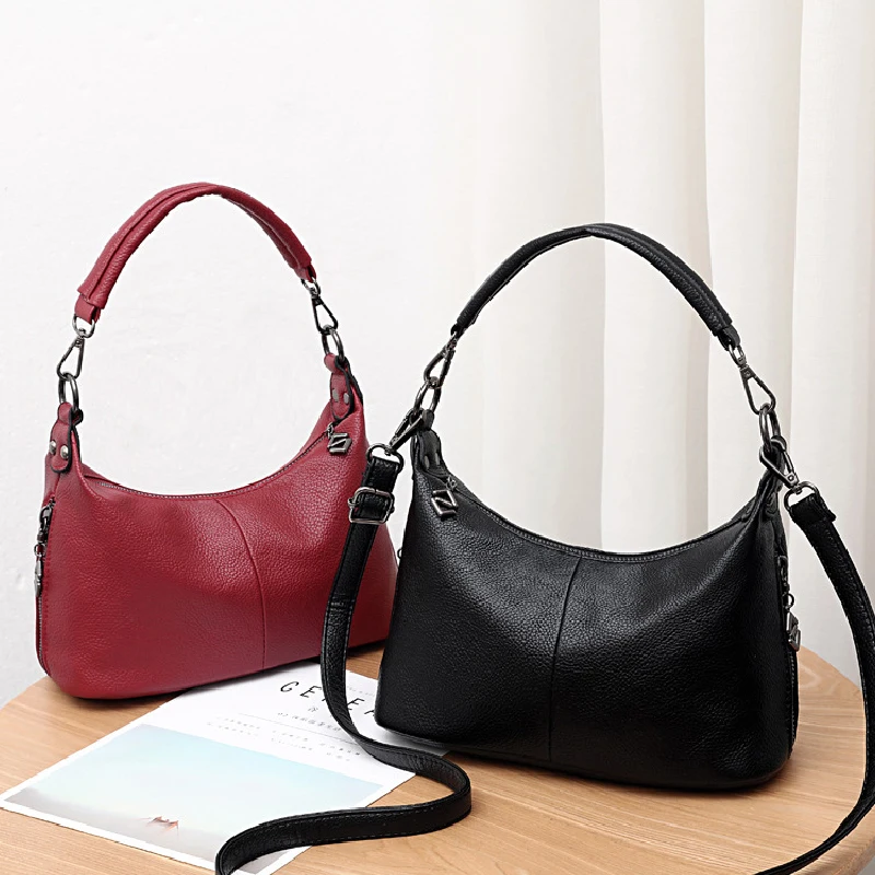 2020 модные сумки через плечо для женщин Черная мягкая женская однотонная