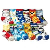 12pair 1pair autumn and winter cartoon with non slip childrens socks car pandas boys and girls socks kids socks